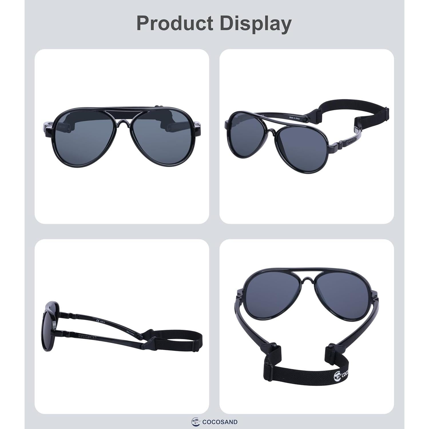 Gafas de sol COCOSAND para bebés polarizadas con correa ajustable