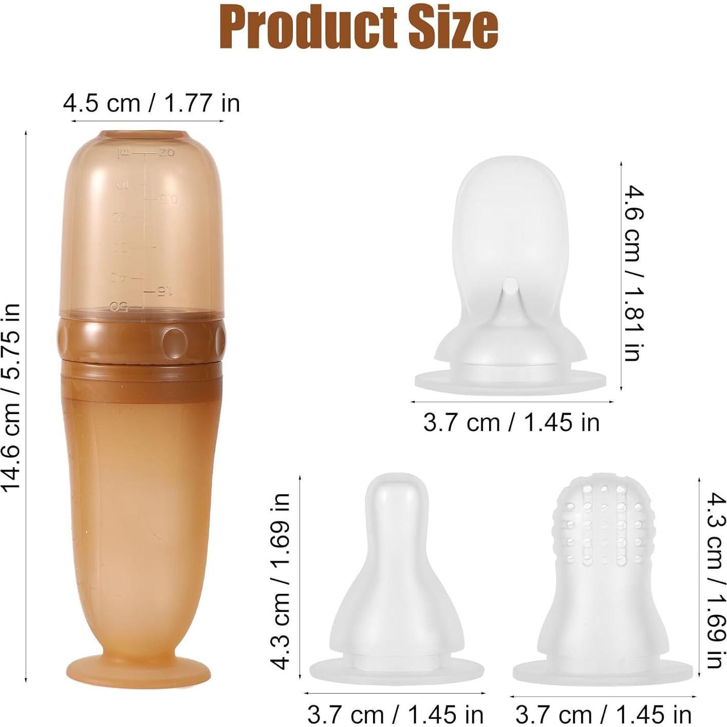 Botella Alimentadora de Silicona para Bebés 3 en 1 - Marrón