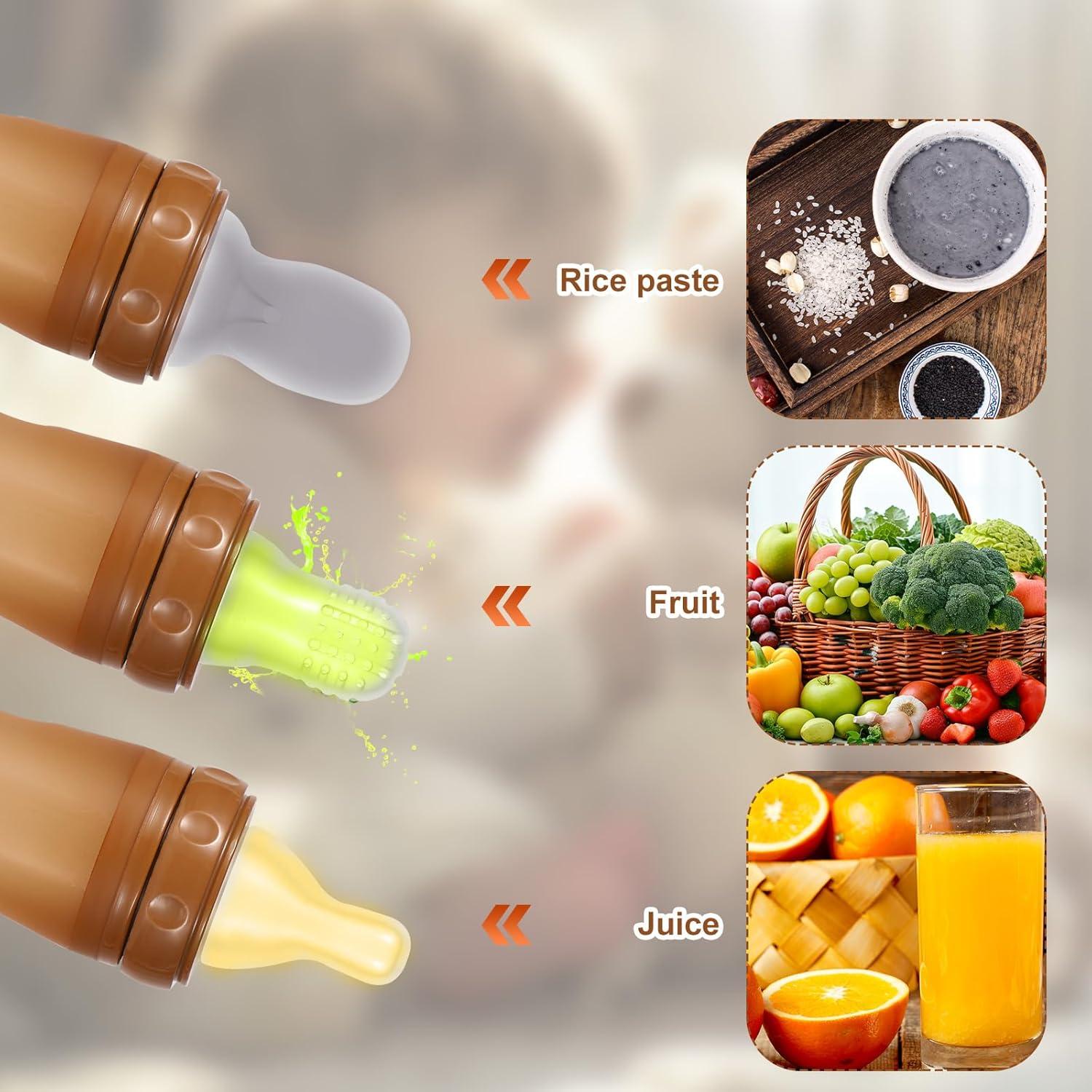 Botella Alimentadora de Silicona para Bebés 3 en 1 - Marrón