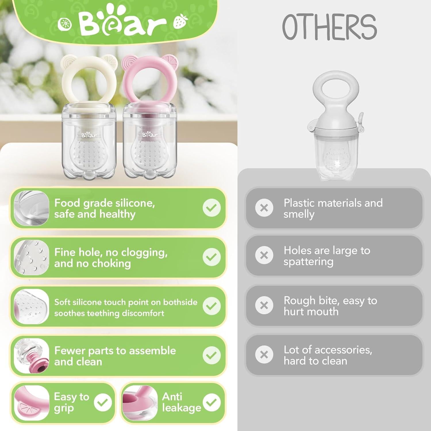 Combo Alimentador de Frutas Bear Baby + Bandeja Congelador