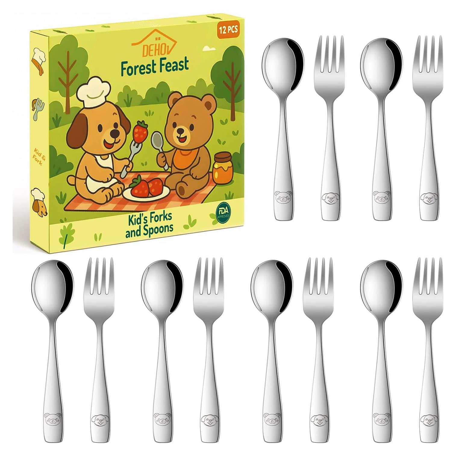 Juego de Cubiertos para Niños Dehov - 12 Piezas Acero Inoxidable