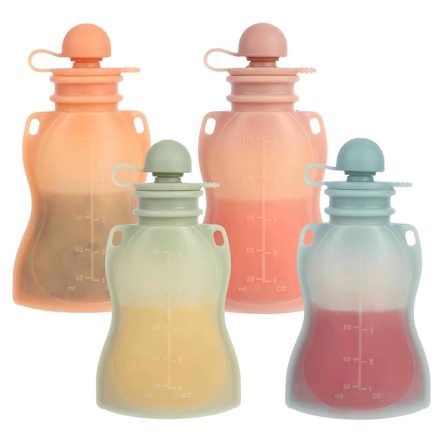 Bolsas de Comida Reutilizables para Bebés Silicona 148 ml - 4 Pzas