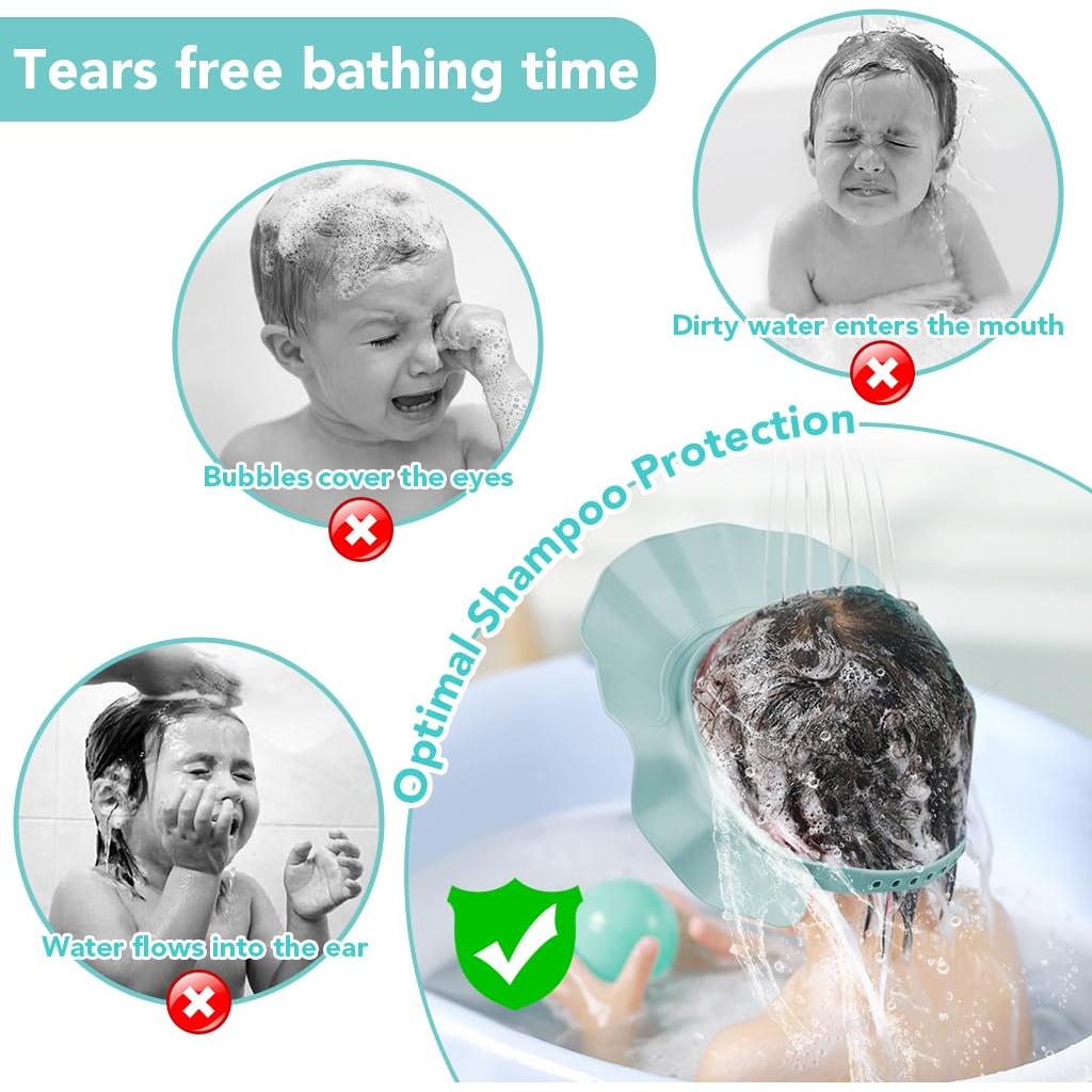 Gorro de Ducha para Bebé ewinever Ajustable Azul 40-60 cm