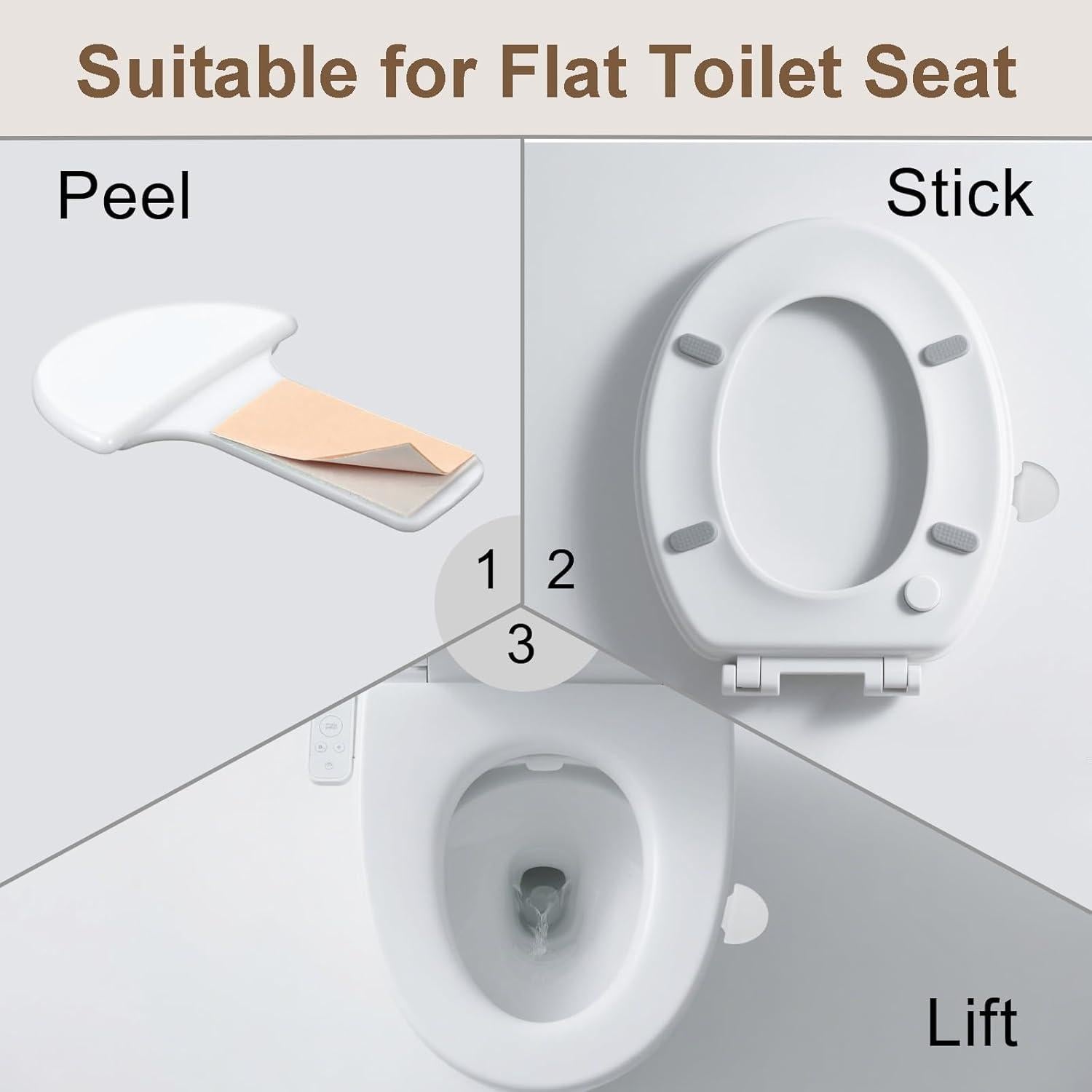 Elevadores de Asiento de Inodoro Autoadhesivos ElevateTech - 6 Pcs