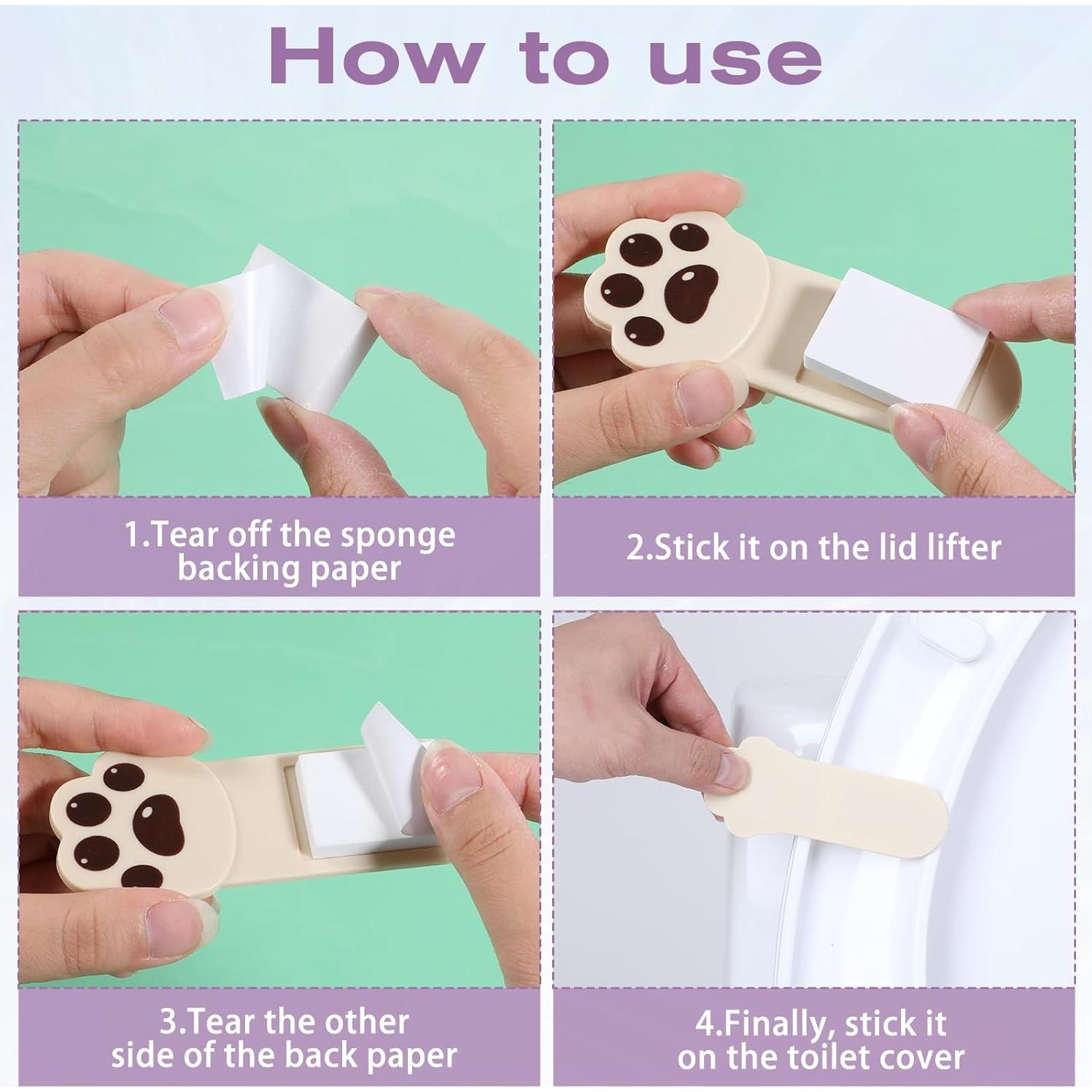 6 Elevadores de Tapa de Inodoro Patita de Gato Hpmjz Autoadhesivos