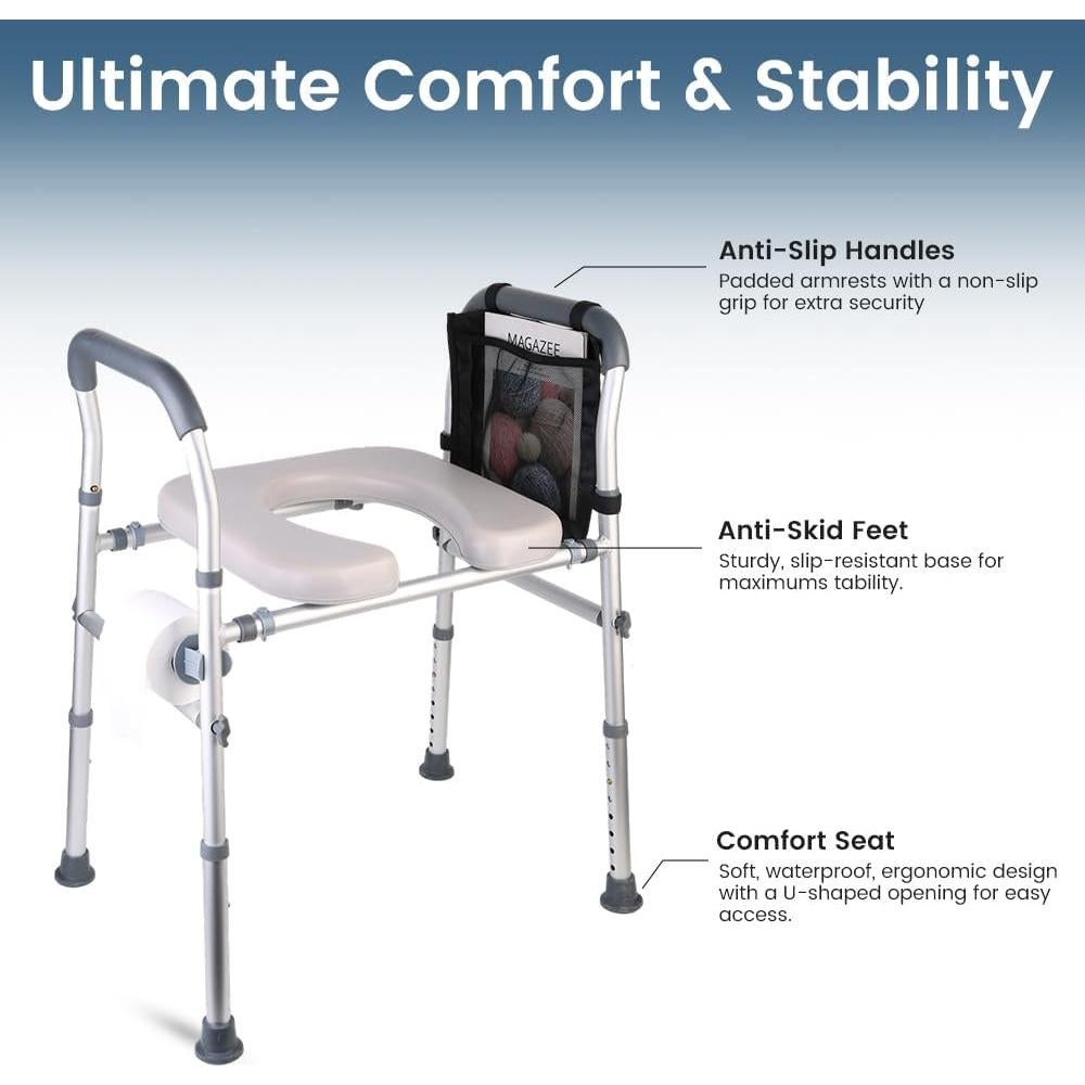 Asiento Elevado para Inodoro CIVJET Ajustable 400lb con Manijas