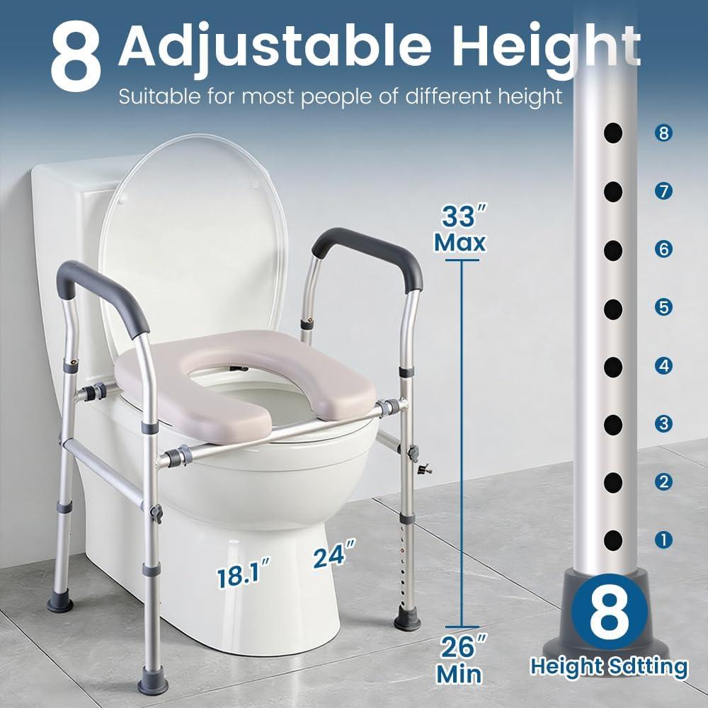 Asiento Elevado para Inodoro CIVJET Ajustable 400lb con Manijas