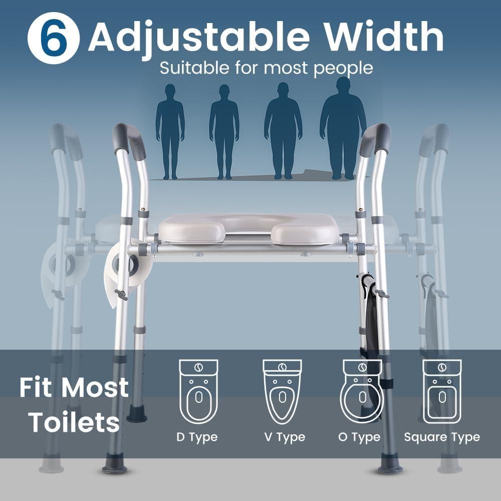 Asiento Elevado para Inodoro CIVJET Ajustable 400lb con Manijas