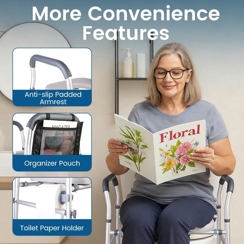 Asiento Elevado para Inodoro CIVJET Ajustable 400lb con Manijas