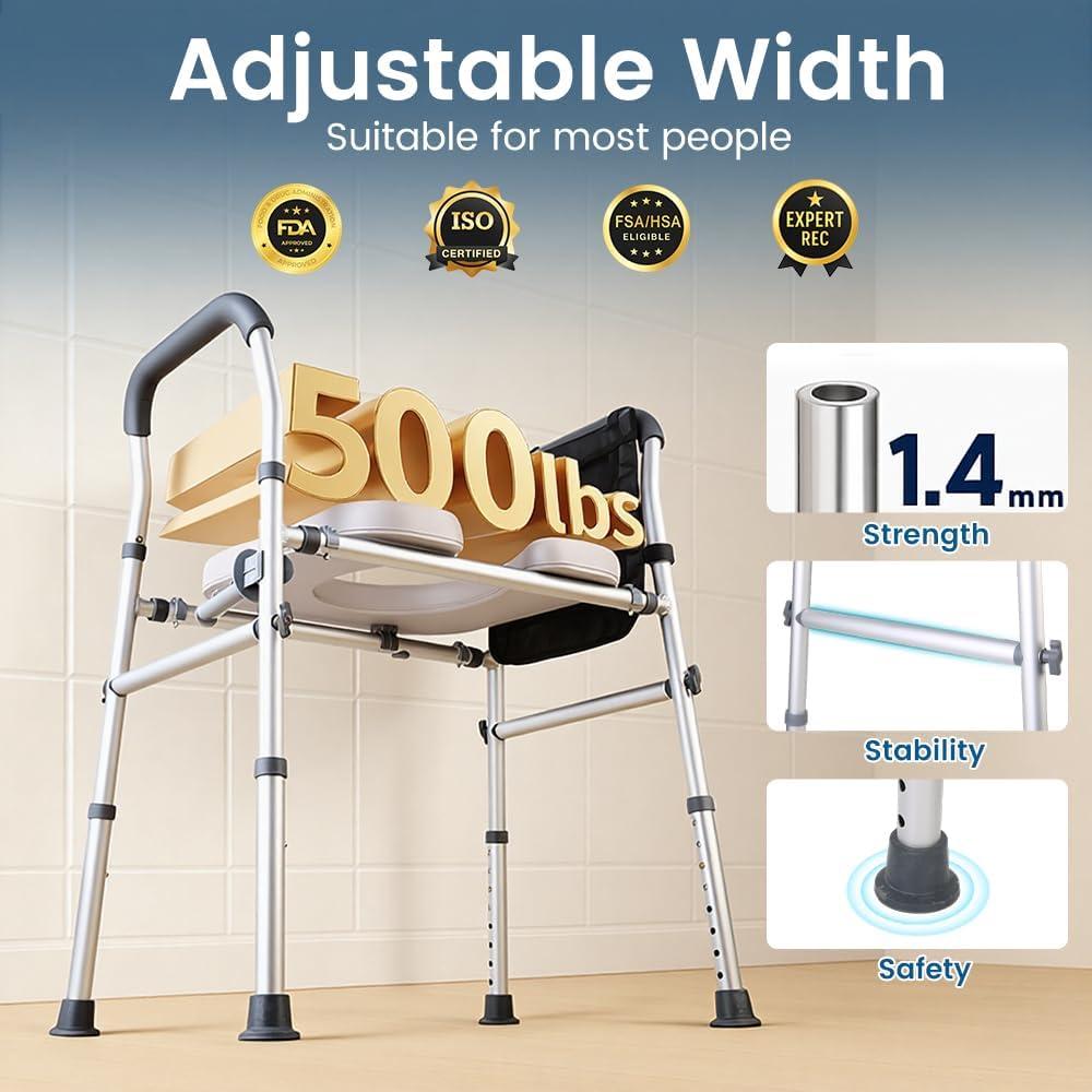 Asiento Elevado para Inodoro CIVJET Ajustable 400lb con Manijas