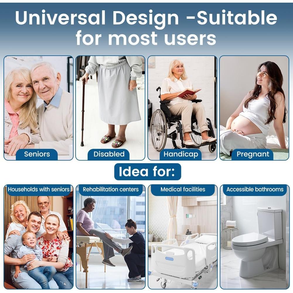 Asiento Elevado para Inodoro CIVJET Ajustable 400lb con Manijas