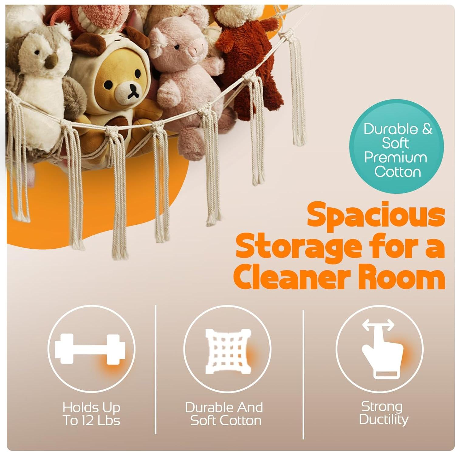 Hamaca de Almacenamiento Grande YONSEN Beige para Peluches