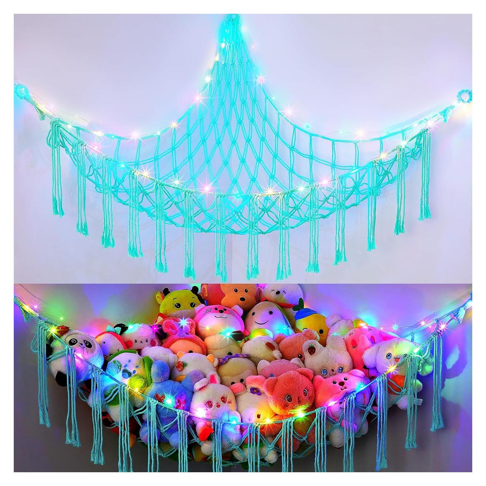 Hamaca para Animales de Peluche Basumee XL con Luz LED Verde Aqua