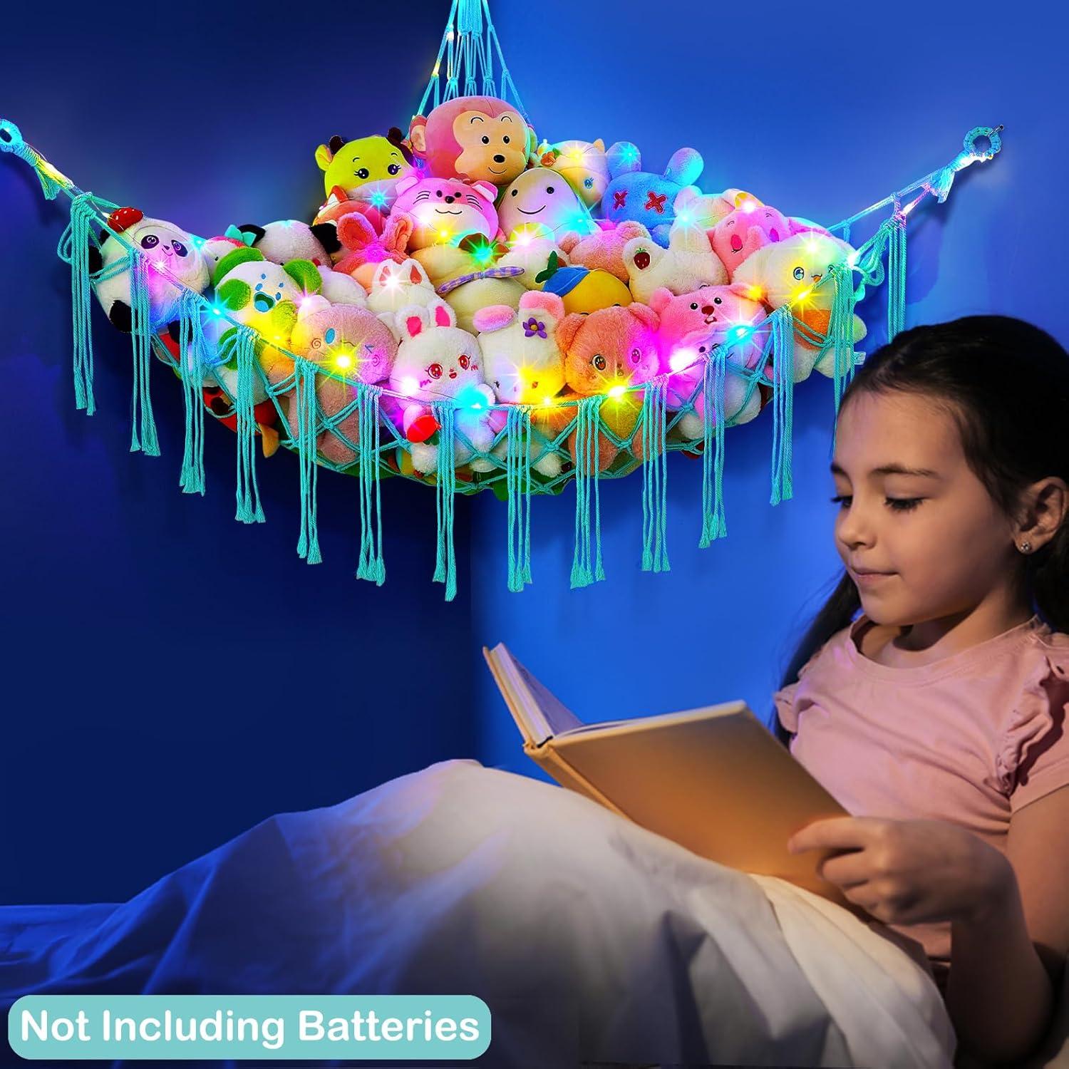 Hamaca para Animales de Peluche Basumee XL con Luz LED Verde Aqua