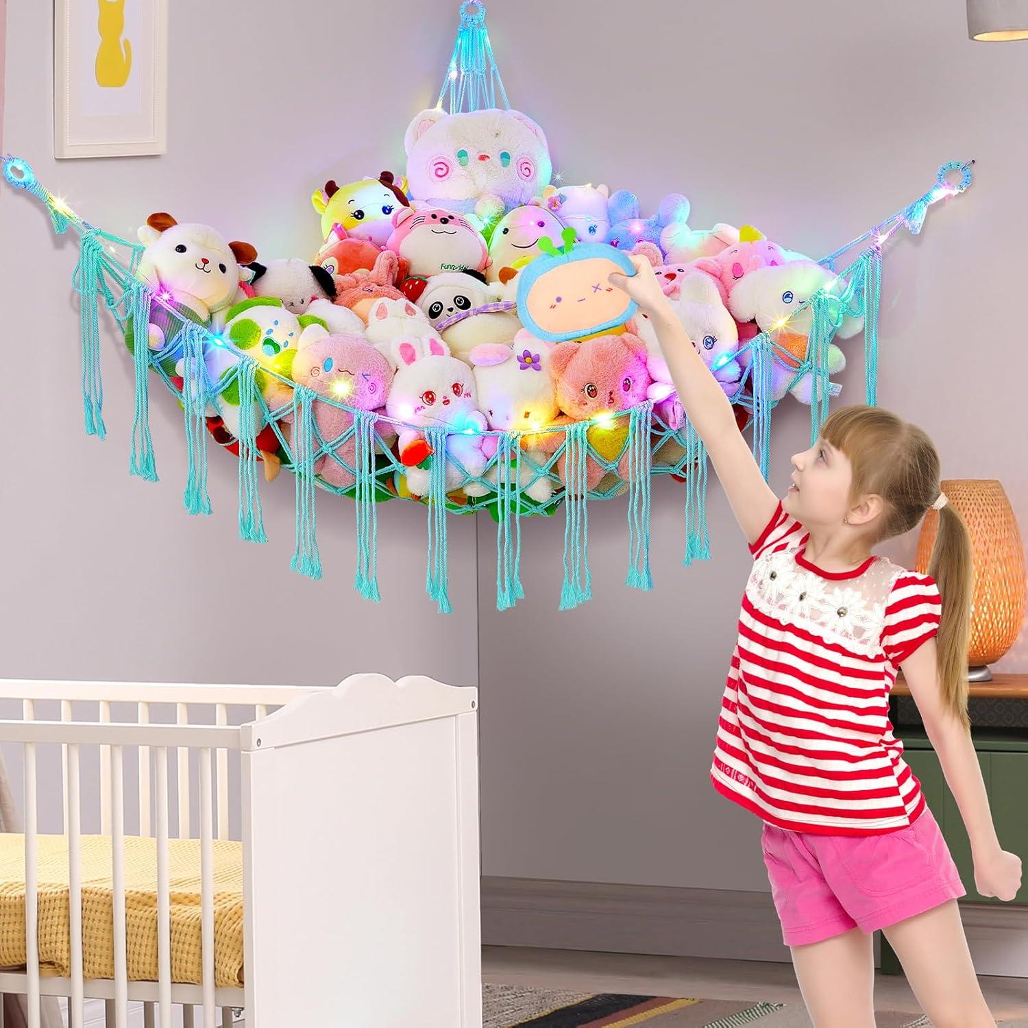 Hamaca para Animales de Peluche Basumee XL con Luz LED Verde Aqua