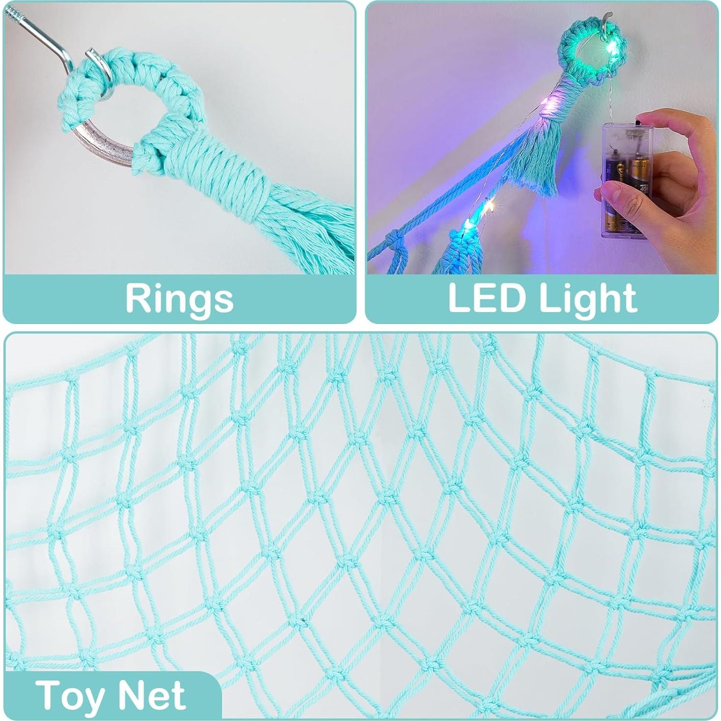 Hamaca para Animales de Peluche Basumee XL con Luz LED Verde Aqua