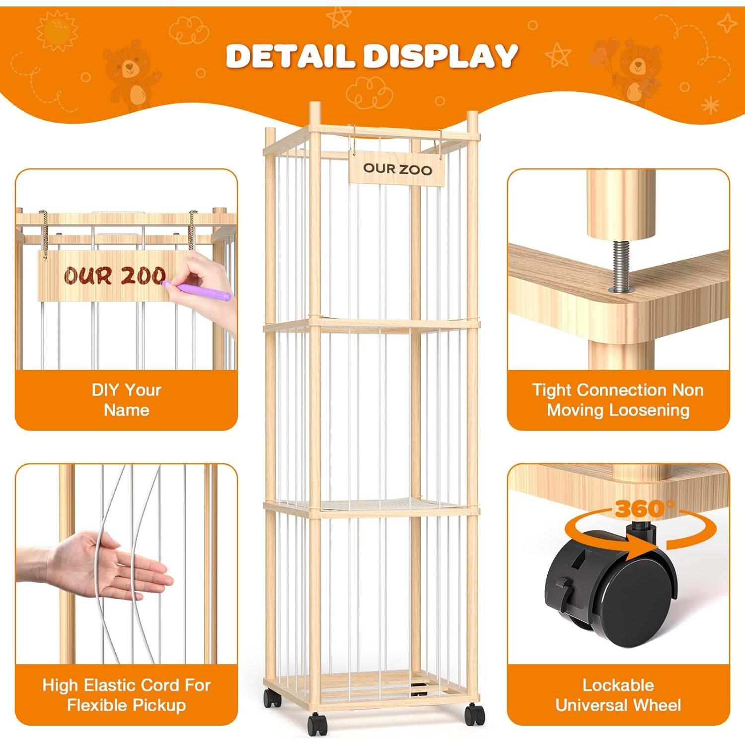 Organizador de Peluches Uvellgift - Torre de Madera 135 cm