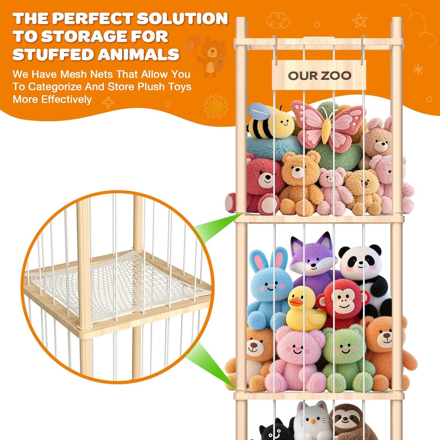 Organizador de Peluches Uvellgift - Torre de Madera 135 cm