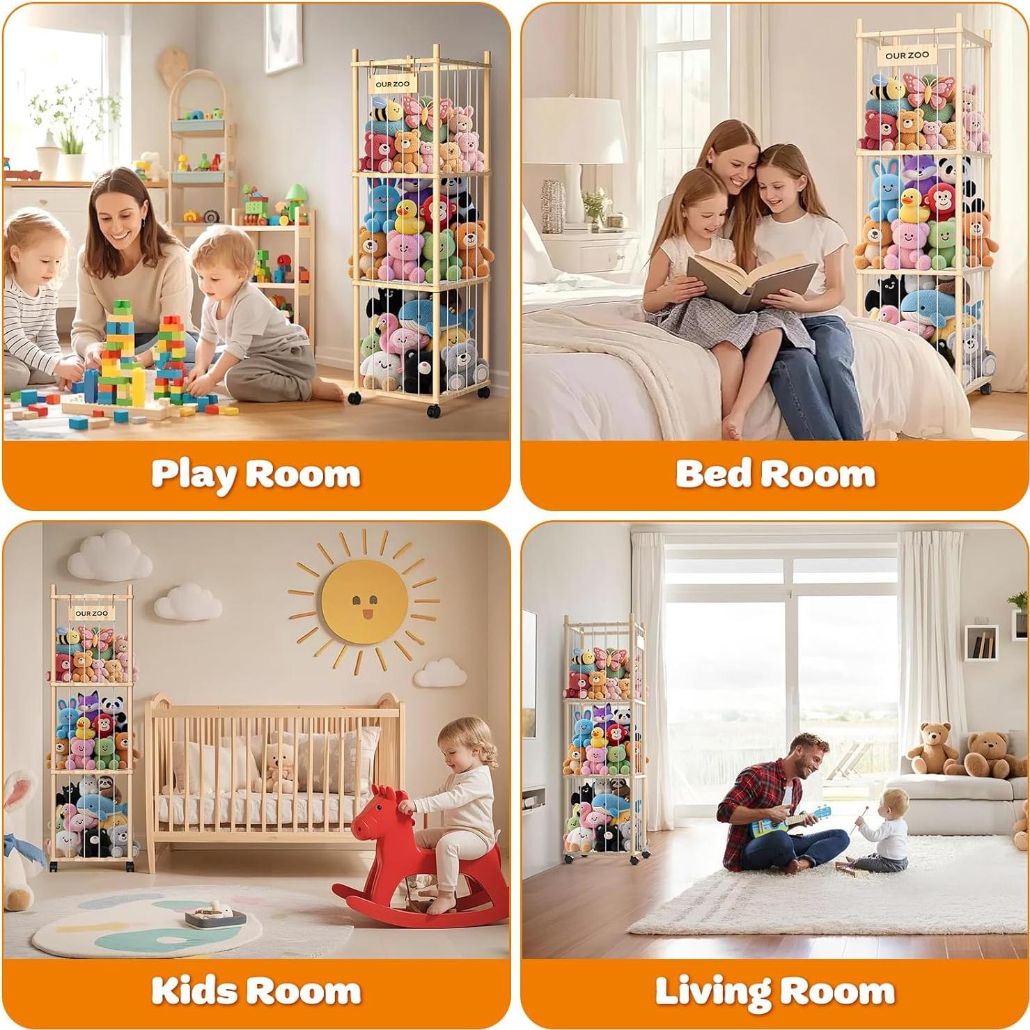 Organizador de Peluches Uvellgift - Torre de Madera 135 cm