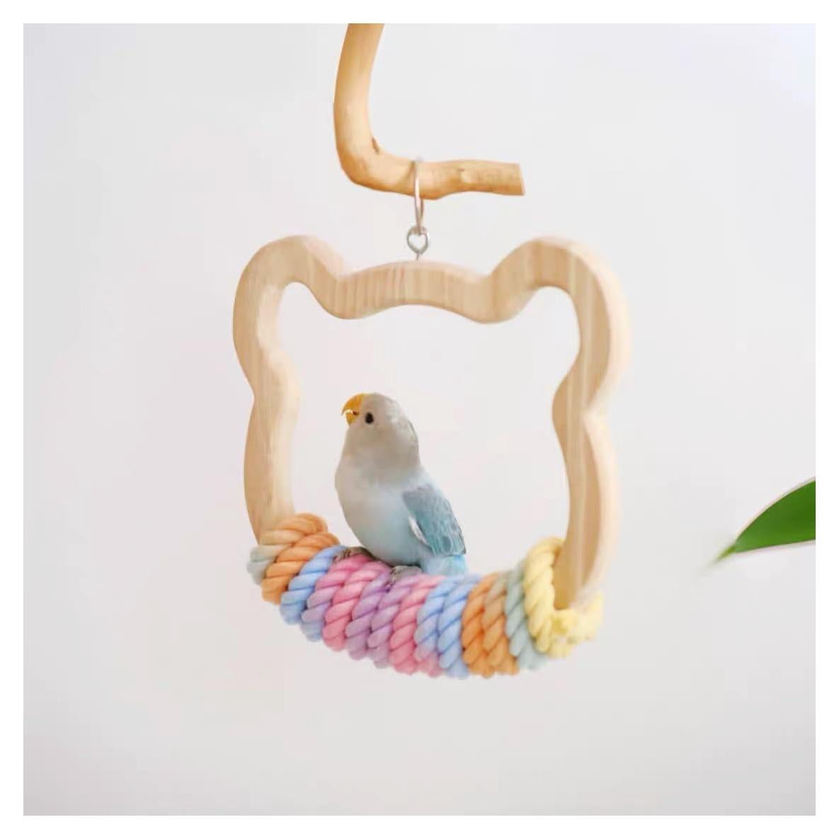 Columpio Grande de Madera Nopikku para Aves Medianas y Grandes