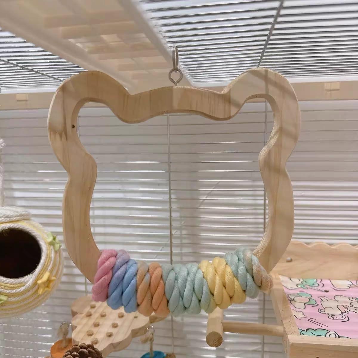 Columpio Grande de Madera Nopikku para Aves Medianas y Grandes