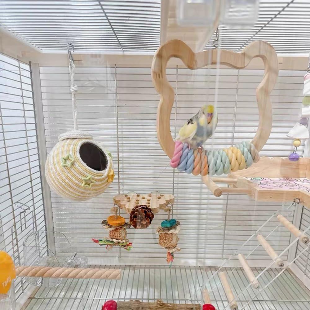 Columpio Grande de Madera Nopikku para Aves Medianas y Grandes