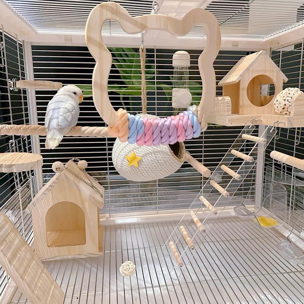 Columpio Grande de Madera Nopikku para Aves Medianas y Grandes