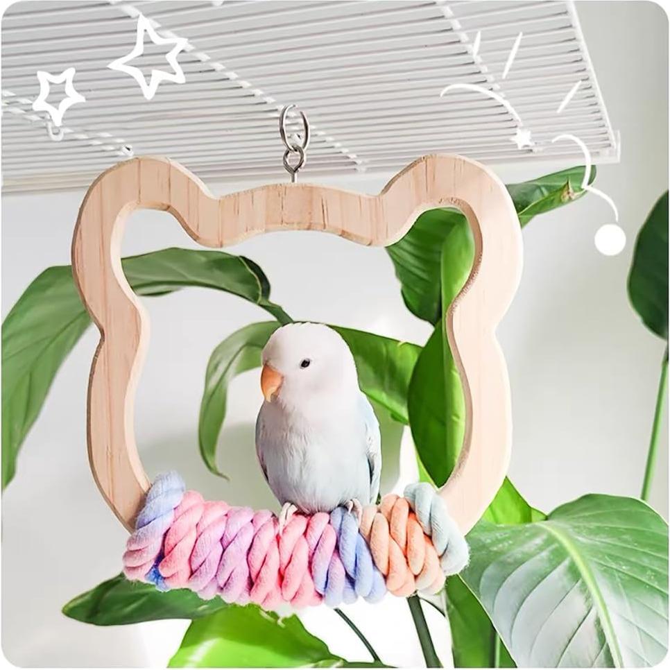 Columpio Grande de Madera Nopikku para Aves Medianas y Grandes