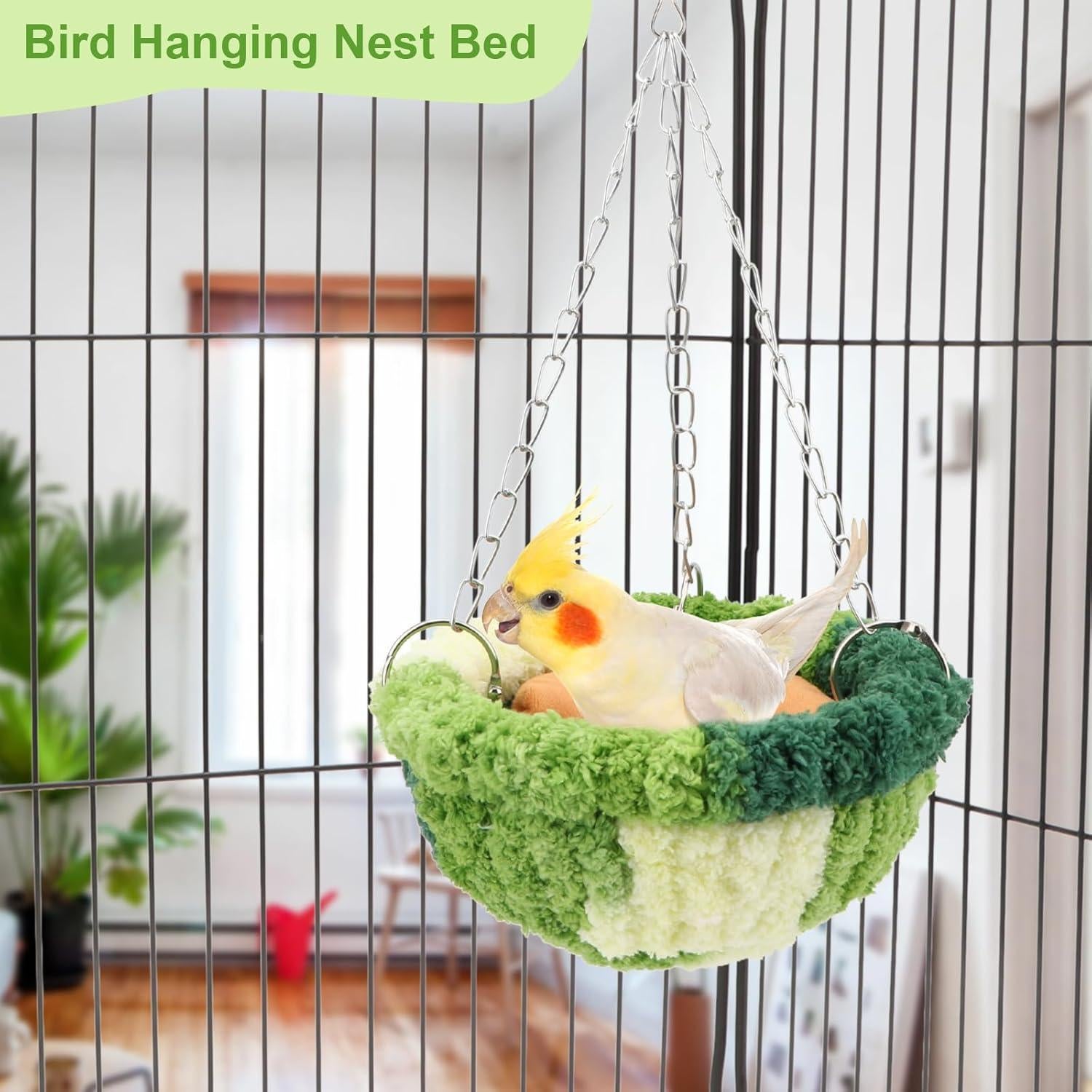 Cama Nido Colgante para Aves Wontee Verde 16 cm