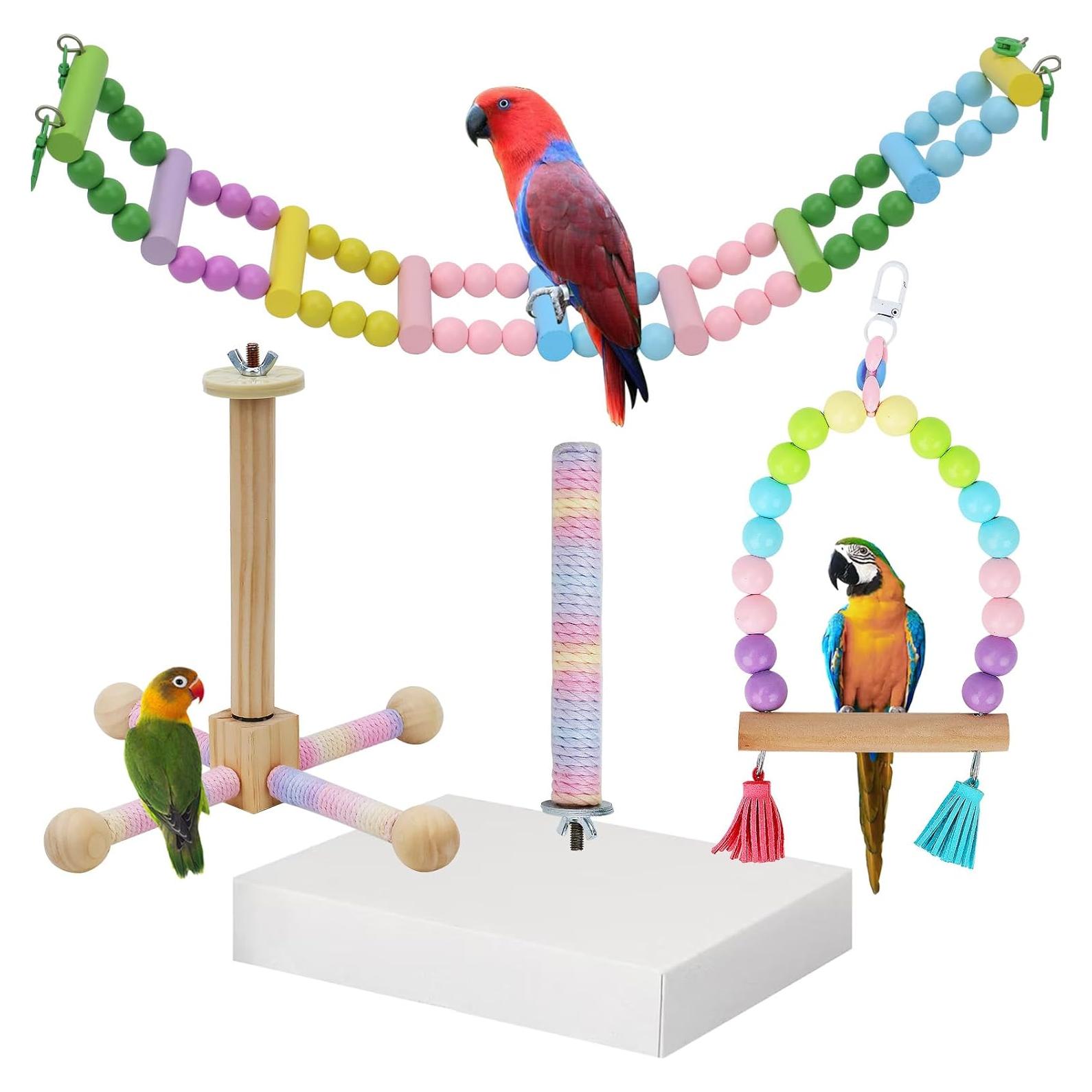 Juguetes para Periquitos 4 Pcs - Accesorios de Madera Limxfree