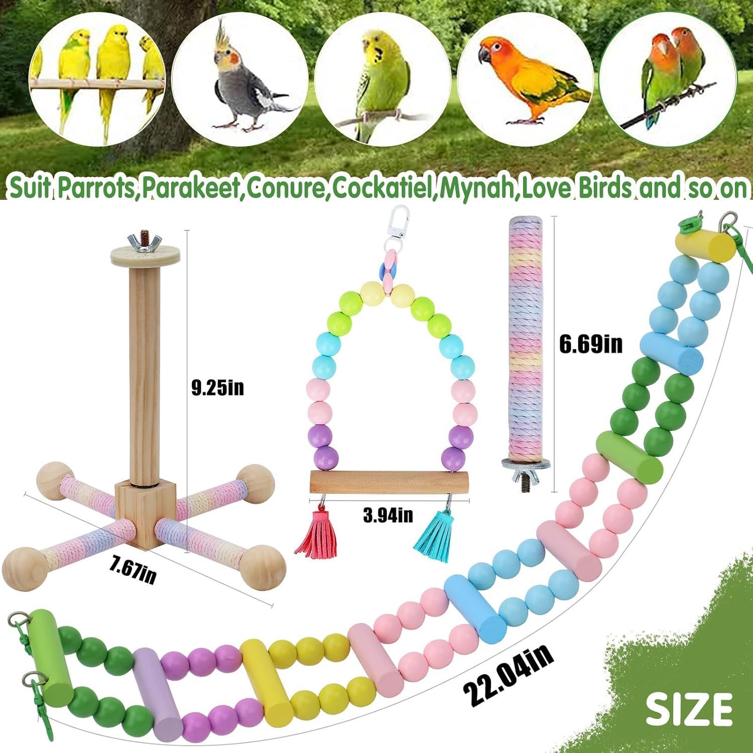 Juguetes para Periquitos 4 Pcs - Accesorios de Madera Limxfree