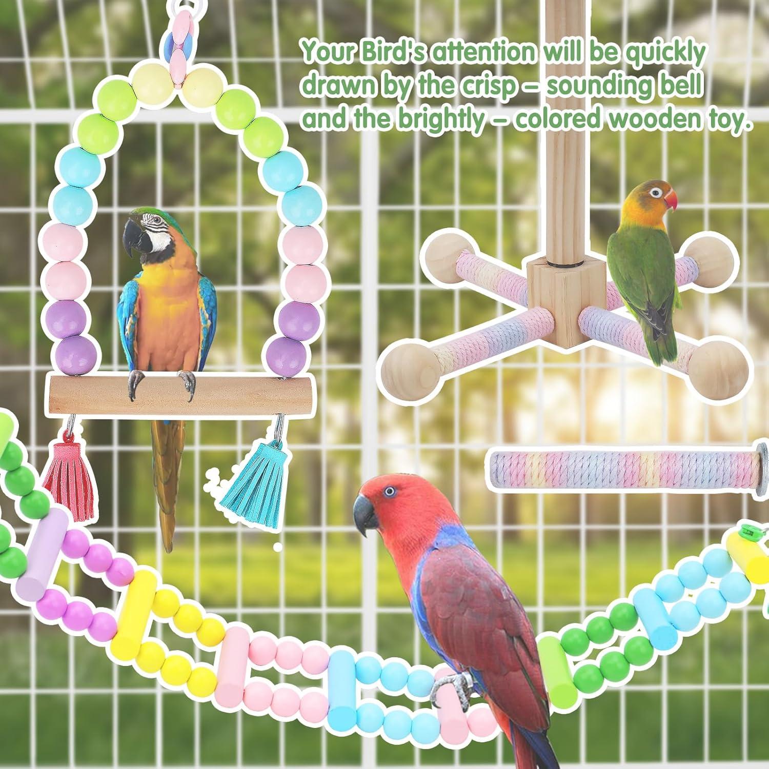Juguetes para Periquitos 4 Pcs - Accesorios de Madera Limxfree