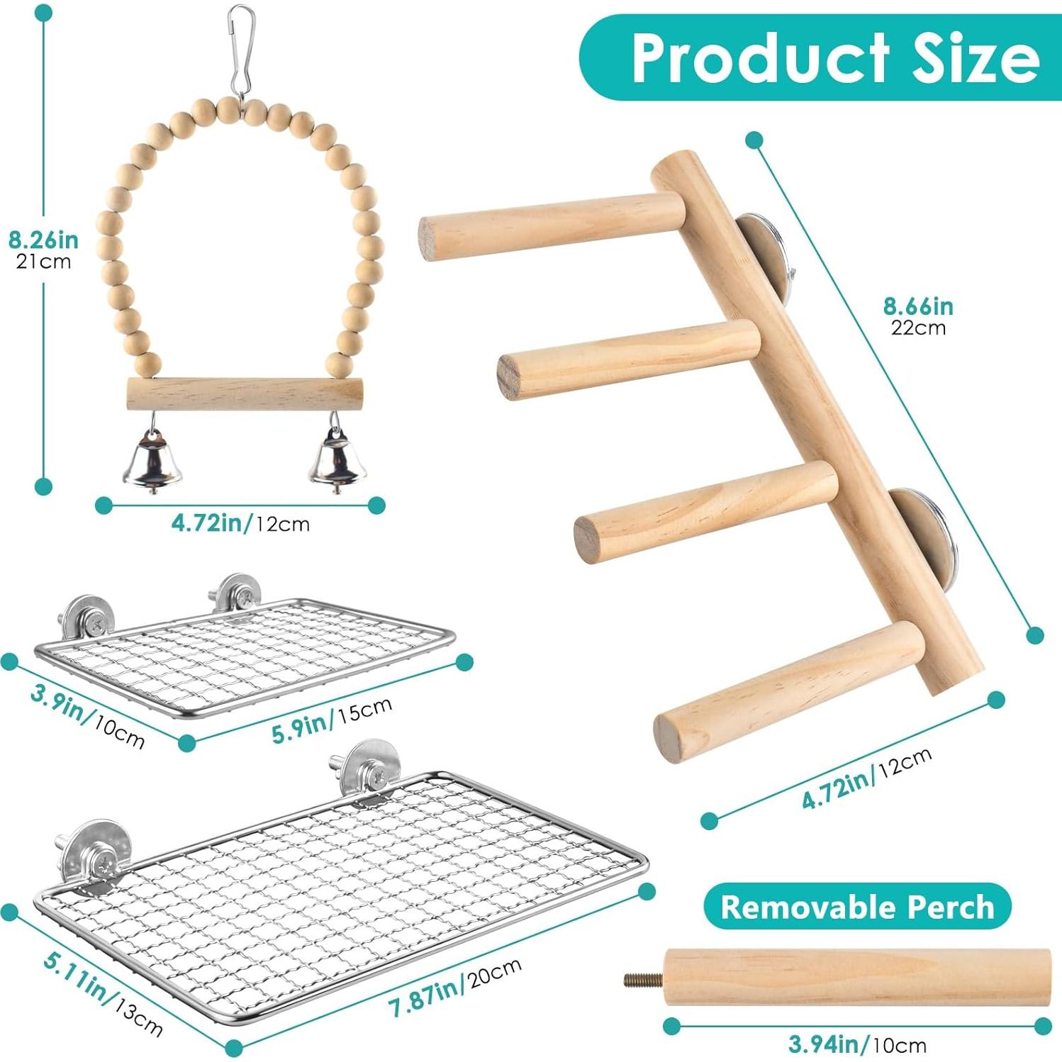 Juguetes para Aves DBNESS - Escalera y Perchas Acero Inoxidable