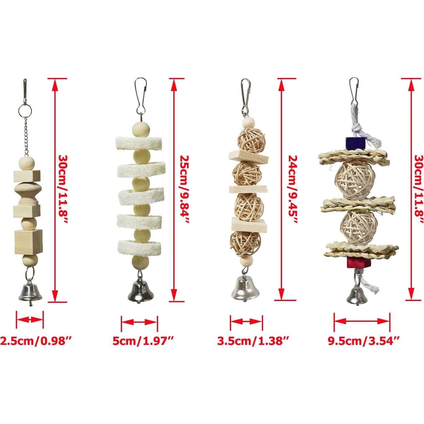 Paquete de 7 Juguetes para Aves BWOGUE - Madera Natural