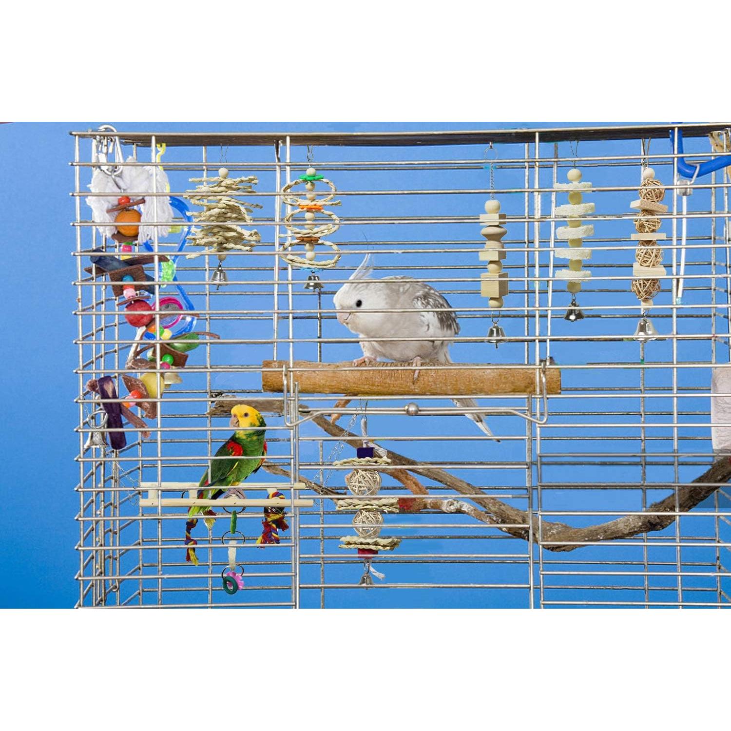 Paquete de 7 Juguetes para Aves BWOGUE - Madera Natural