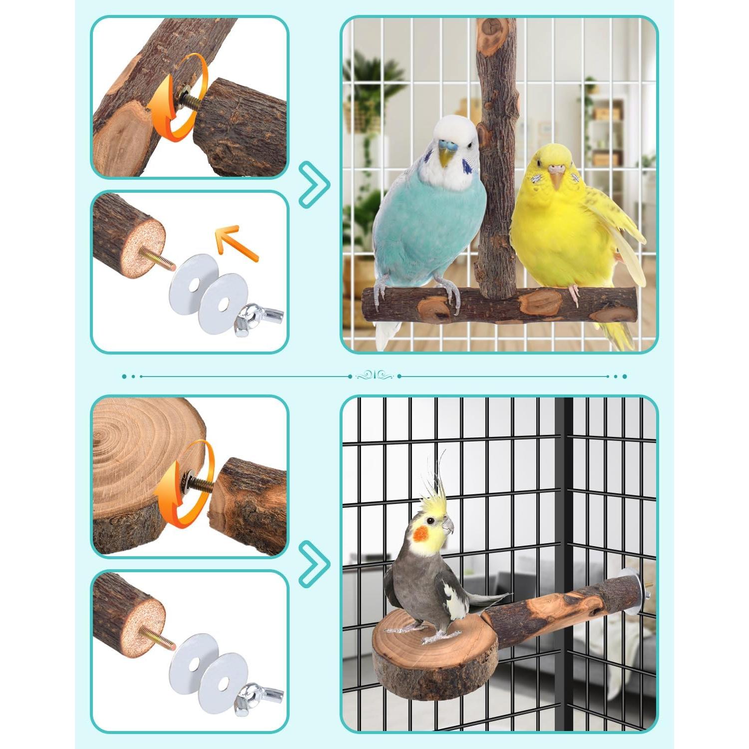 Posaderos de Madera Natural para Aves DBNESS - 8 Piezas