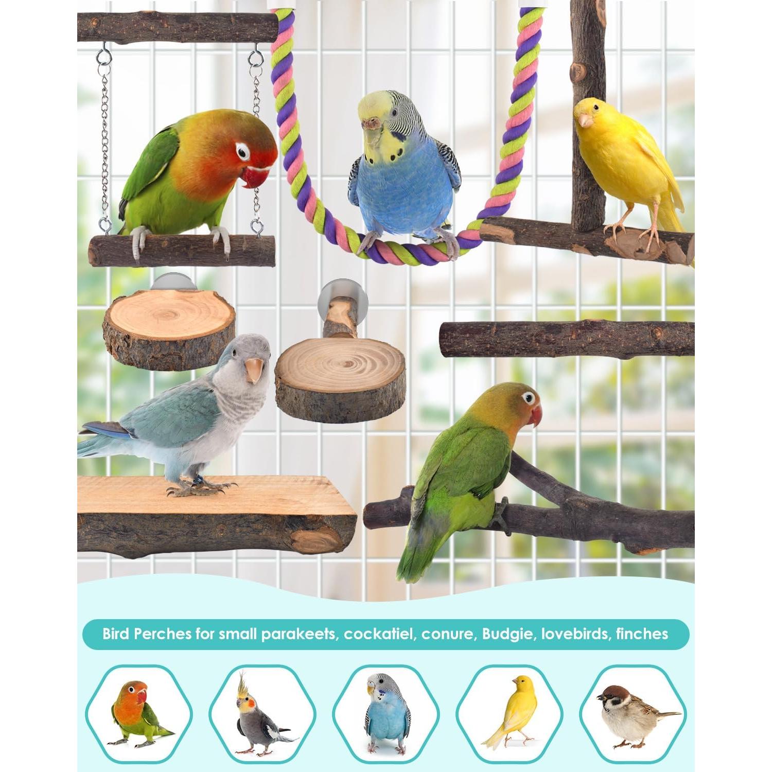 Posaderos de Madera Natural para Aves DBNESS - 8 Piezas