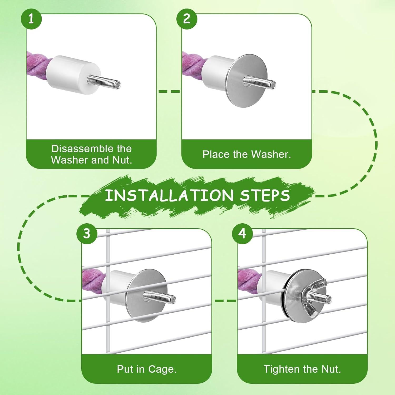 Juego de 3 Perchas de Cuerda y Columpio para Aves Ana Ego