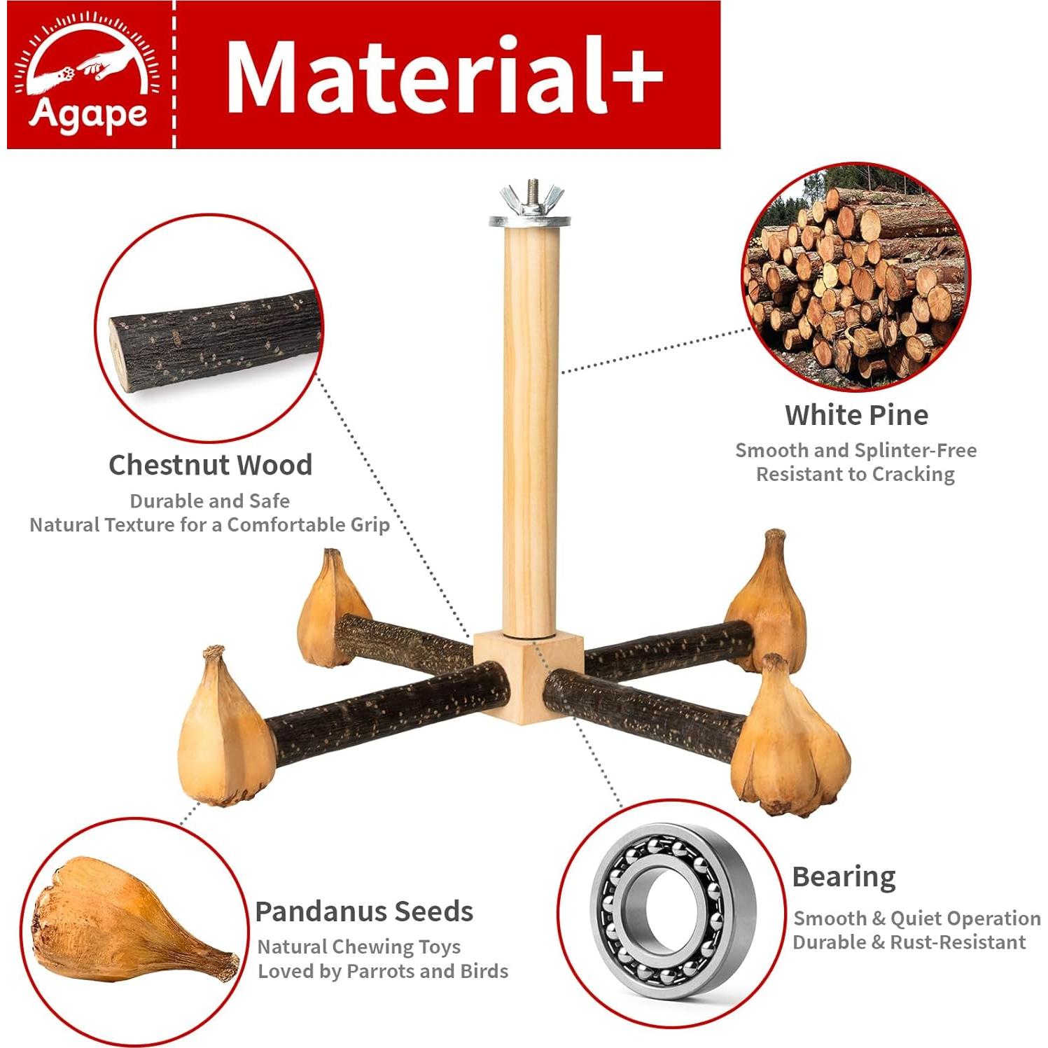Juguete de Percha Rotativa Agape para Loros 28x28cm