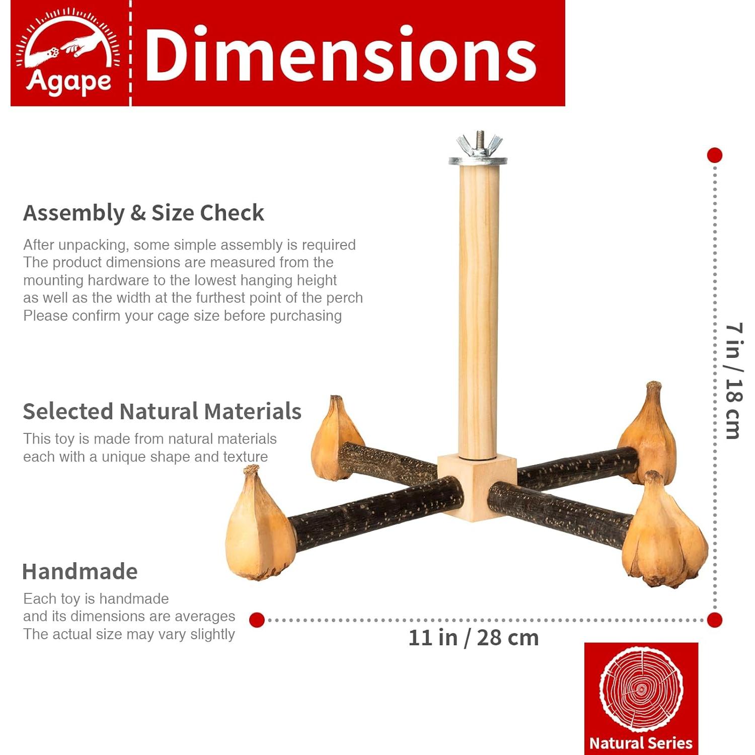 Juguete de Percha Rotativa Agape para Loros 28x28cm