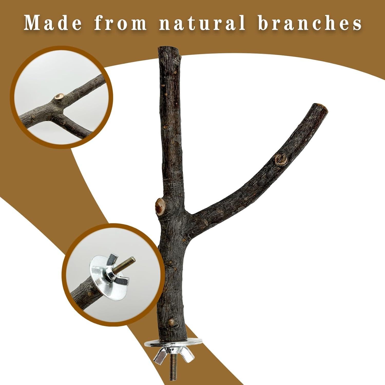 Juego de 5 Perchas de Madera Natural Sienle para Aves