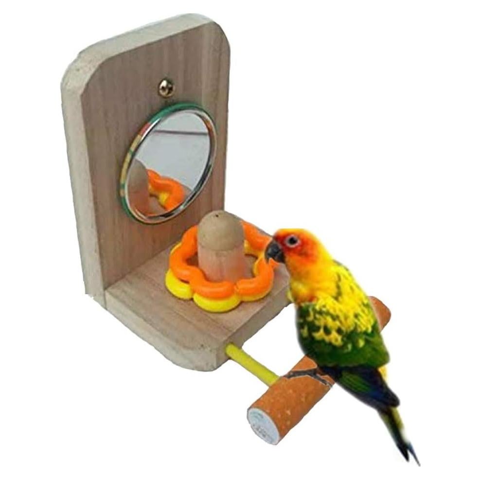 Percha para Pájaro con Espejo Litewood 9.5x11x14cm Madera