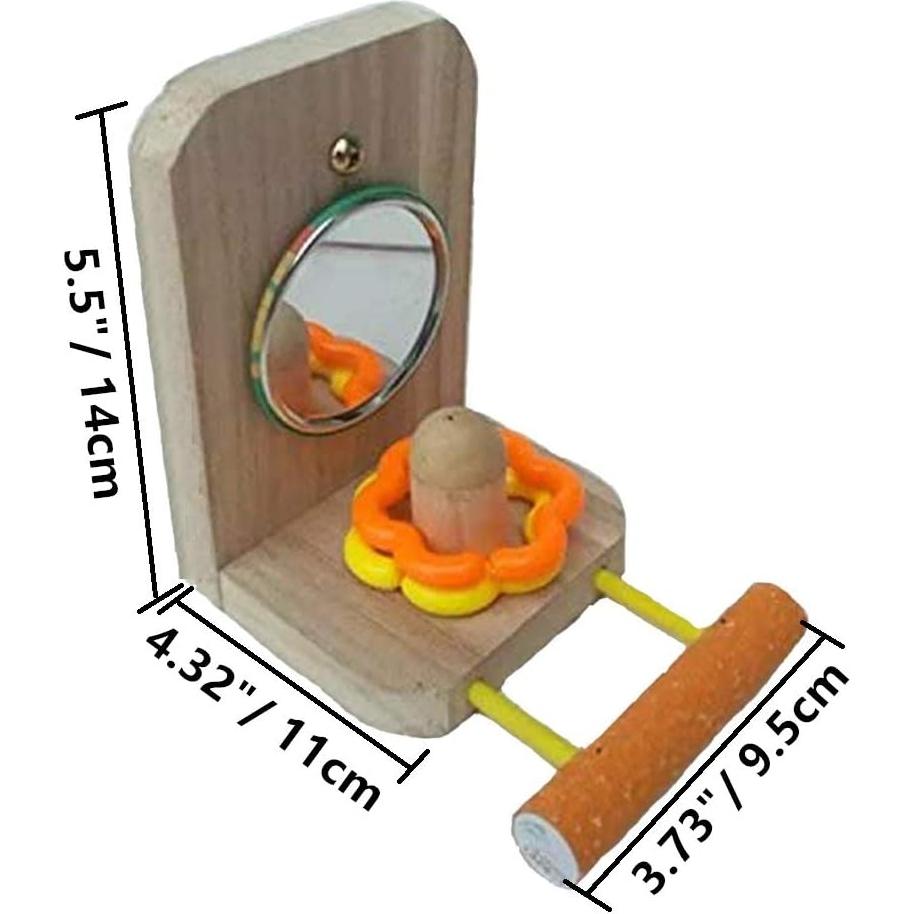 Percha para Pájaro con Espejo Litewood 9.5x11x14cm Madera