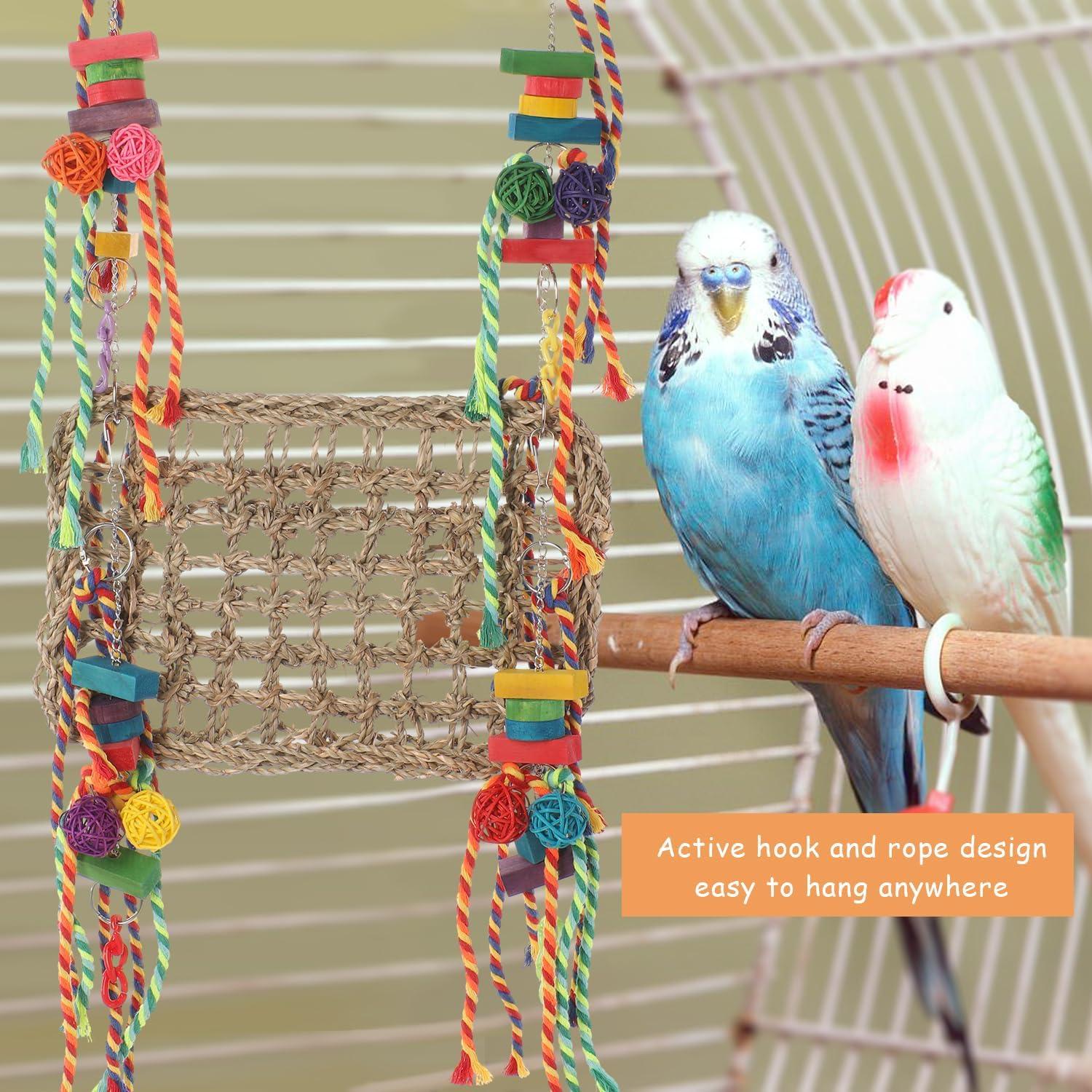 Juguete de Forrajeo para Aves AFUOWER - Hamaca de Hierba Marina