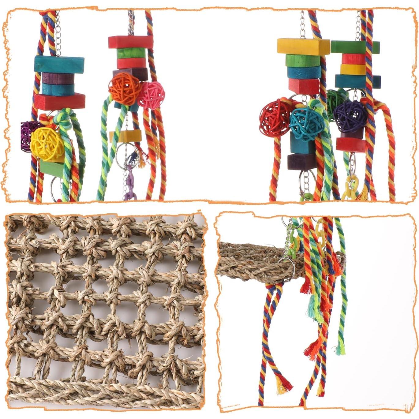 Juguete de Forrajeo para Aves AFUOWER - Hamaca de Hierba Marina