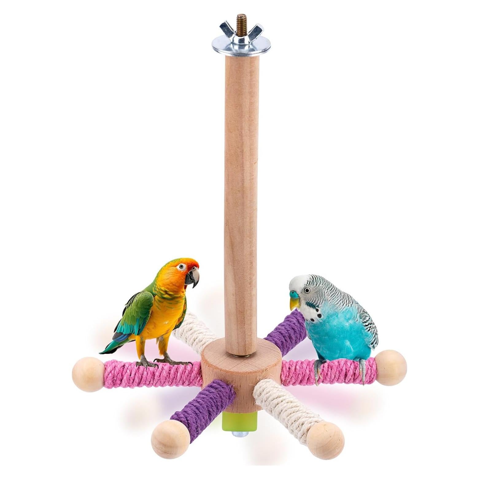 Juguete de Percha Rotativa para Aves Penitue 18cm Madera