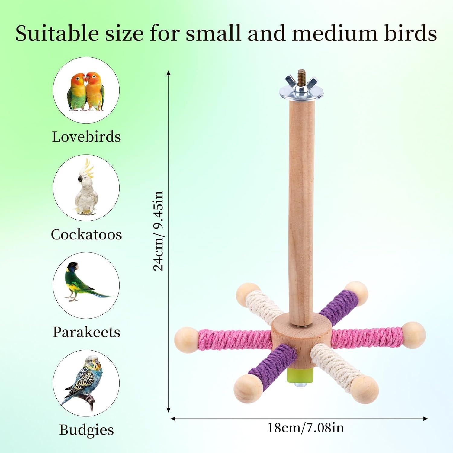 Juguete de Percha Rotativa para Aves Penitue 18cm Madera
