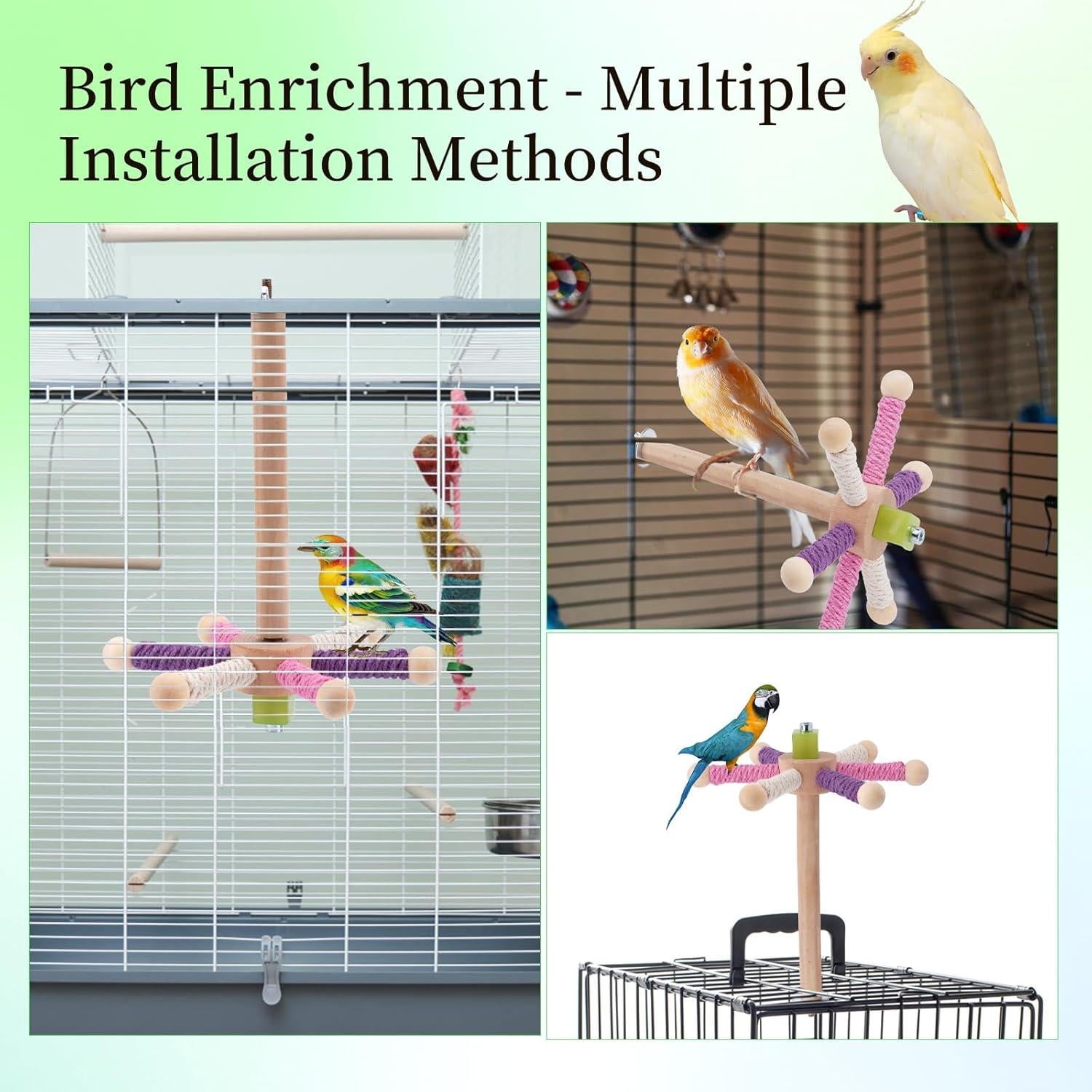 Juguete de Percha Rotativa para Aves Penitue 18cm Madera