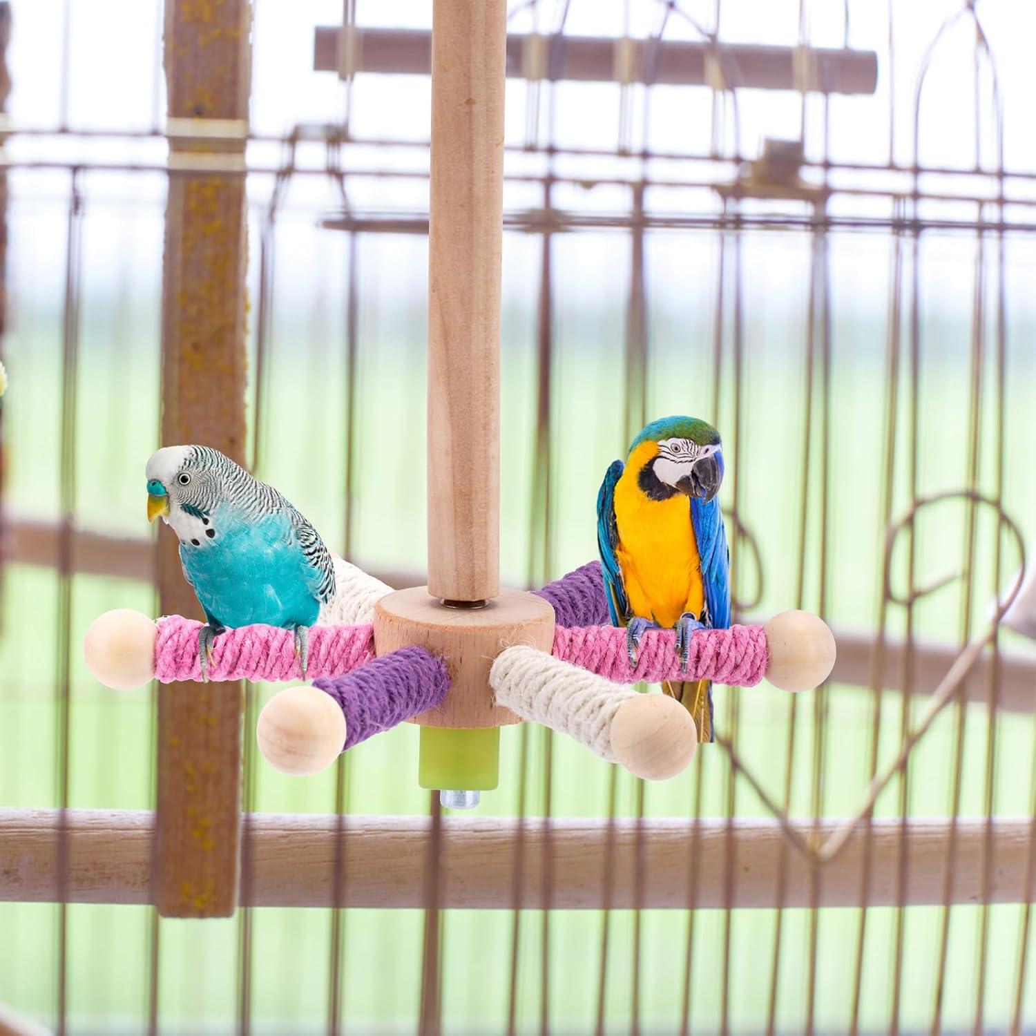 Juguete de Percha Rotativa para Aves Penitue 18cm Madera