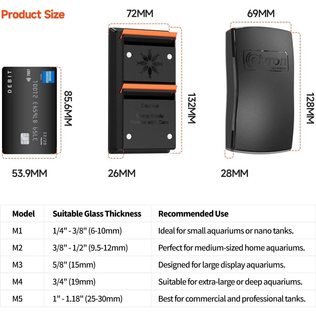Limpiador Magnético de Acuario Elyron Dual Scraper 12mm